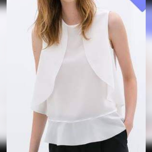 Zara Front Flap Frill blouse Size Large - Picture 5 of 5